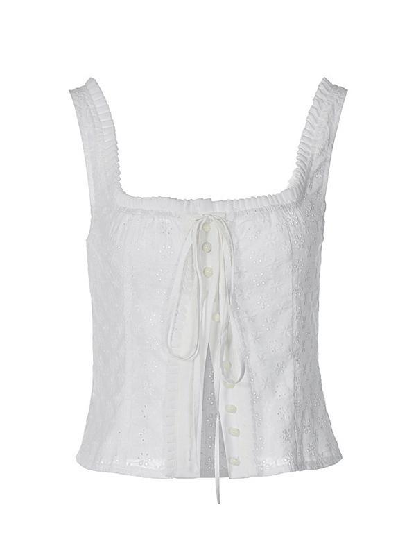 Square Neck Embroidery Cutout Cami Top Product Image