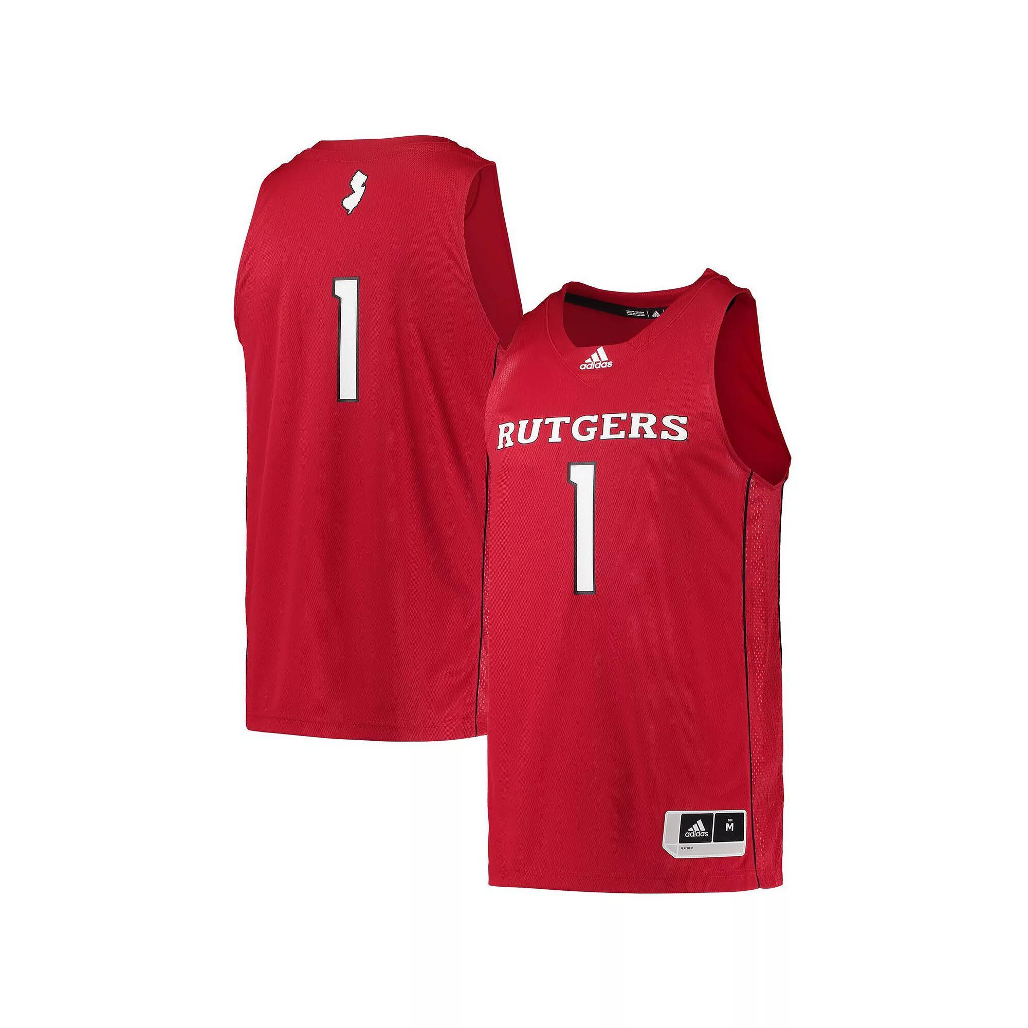 Men's adidas #1 Scarlet Rutgers Scarlet Knights Team Swingman Basketball Jersey, Size: Medium, Red Product Image