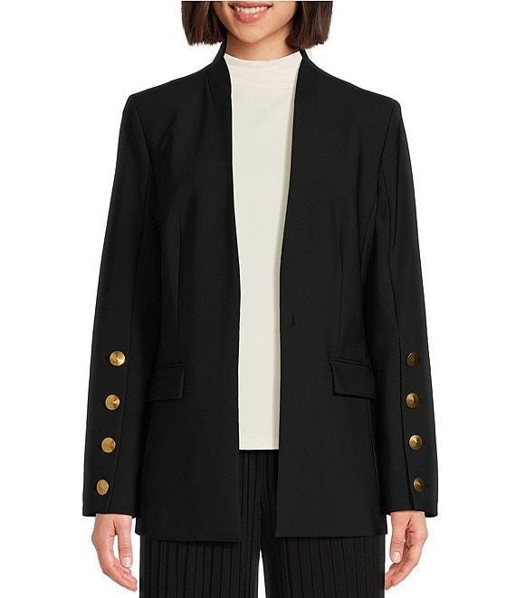 Donna Karan Open Front Hardware Button Sleeve Blazer Product Image
