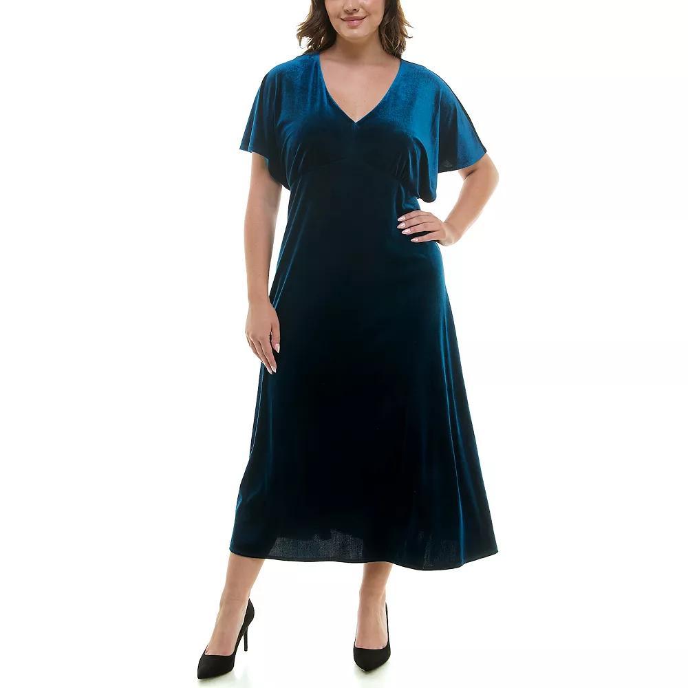 Plus Size Taylor Dolman Sleeve Stretch Velvet Dress, Women's, Size: 14 Regular, Red Product Image
