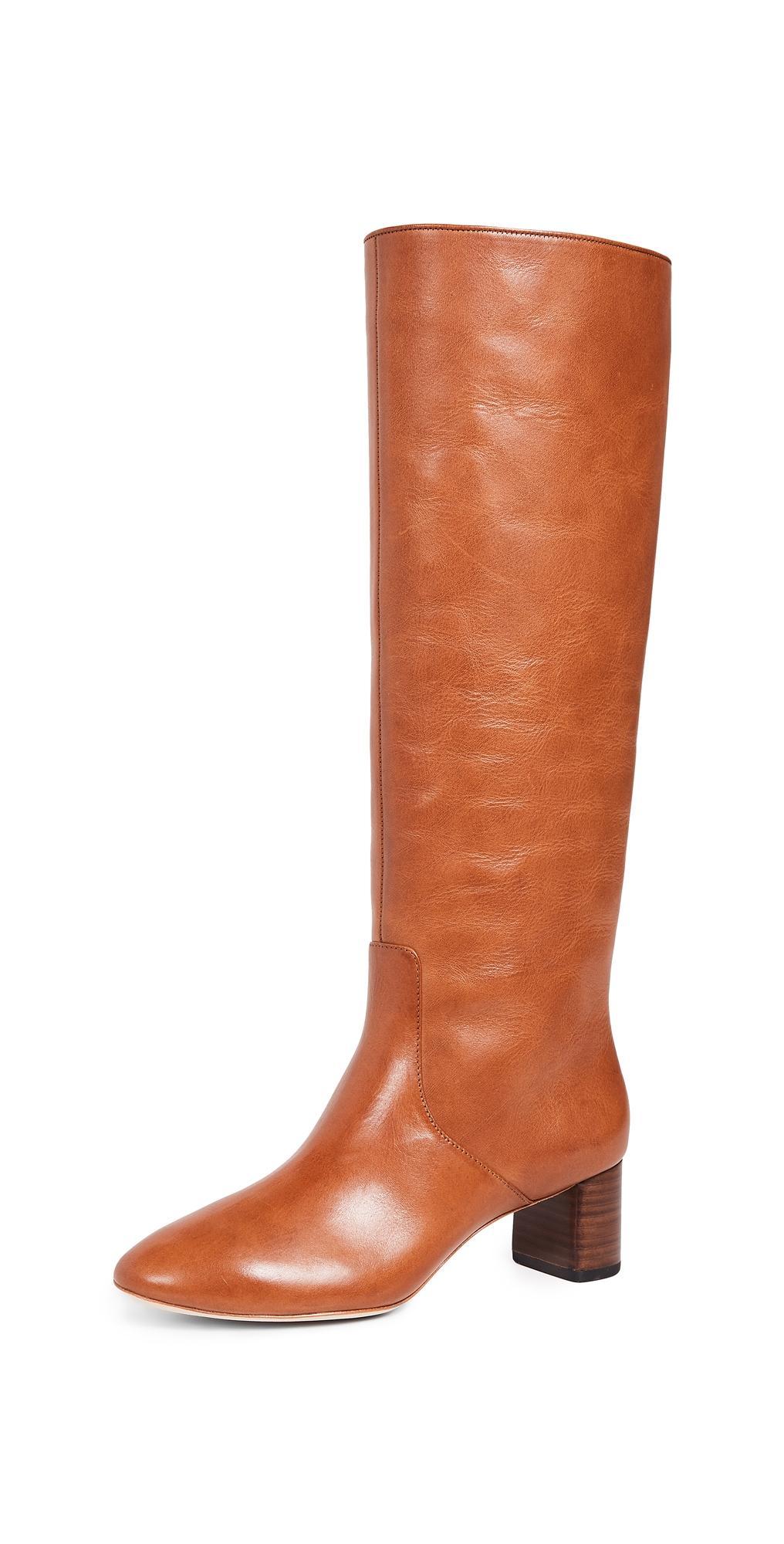 Loeffler Randall Womens Gia Pointed Toe Knee-High Leather Mid-Heel Boots Product Image