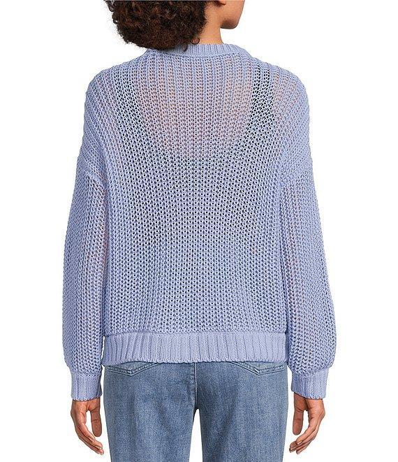 Eileen Fisher Organic Cotton Twisted Texture Knit Round Neck Long Sleeve Sweater Product Image