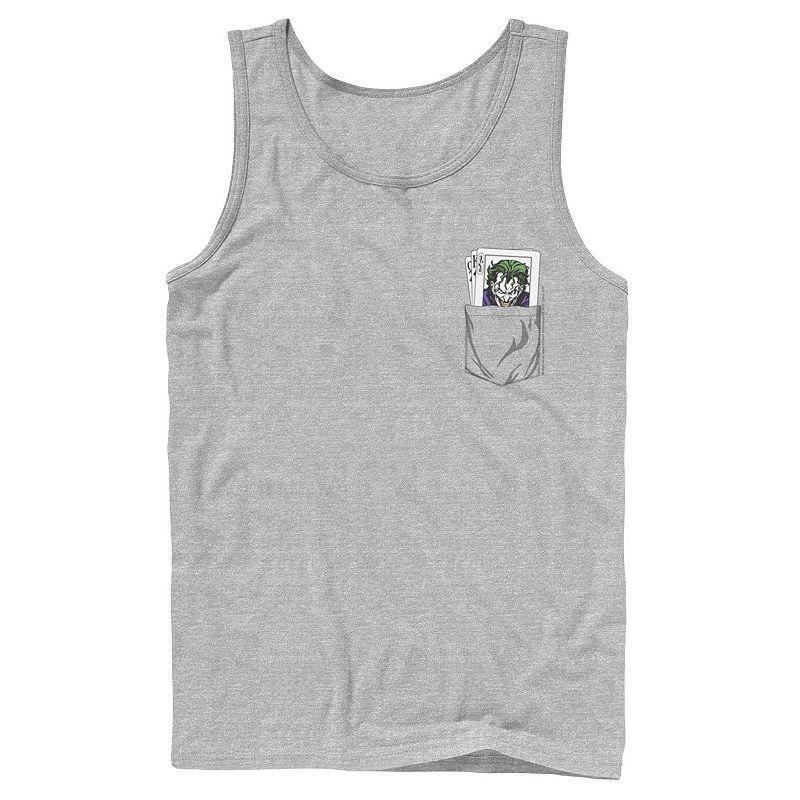 Men's DC Comics The Joker Cards Pocket Graphic Tank Top, Size: Large, Athletic Grey Product Image