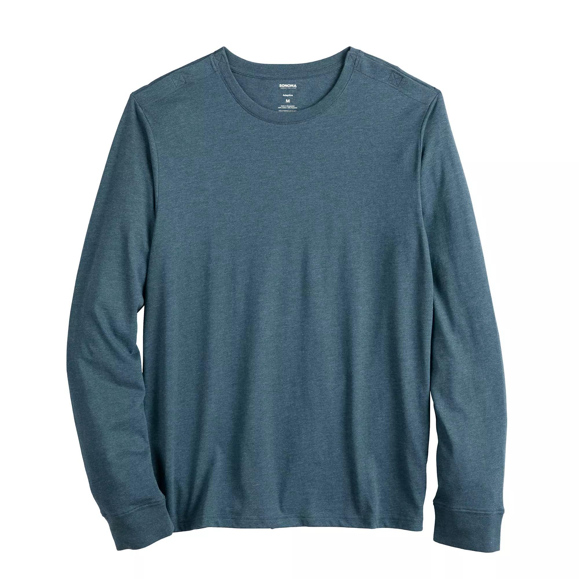 Men's Adaptive Sonoma Goods For Life® Easy Dressing Long Sleeve Crew Tee, Size: XS, Knight Blue Product Image