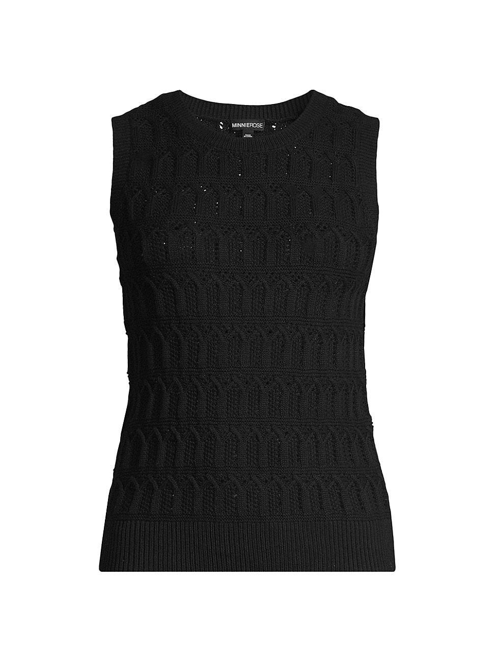 Womens Cotton-Cashmere Pointelle Sleeveless Top Product Image