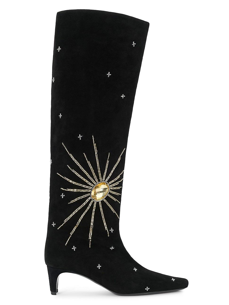 Womens Wally 55MM Crystal-Embellished Suede Boots Product Image