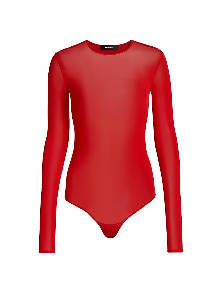 Womens Sheer Crewneck Bodysuit Product Image