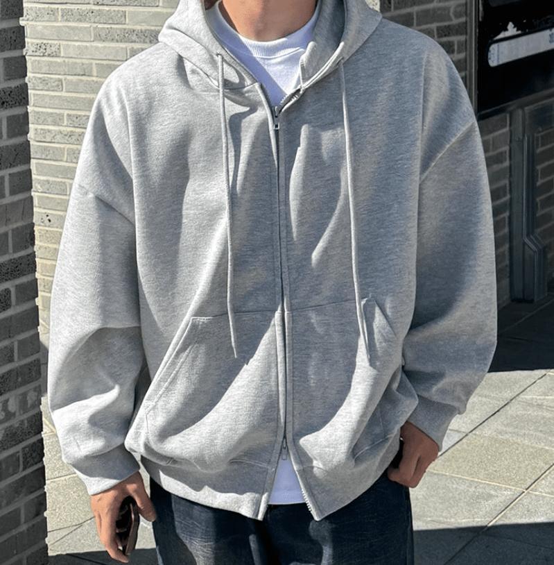 RT No. 12251 LIGHT GRAY ZIP-UP HOODIE Product Image