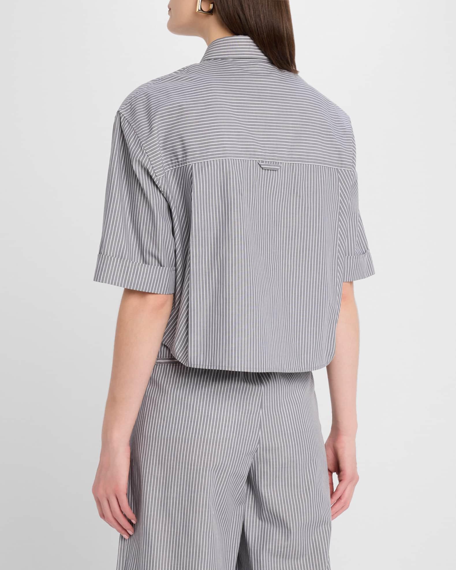 Railroad Stripe Cropped Oversized Shirt Product Image