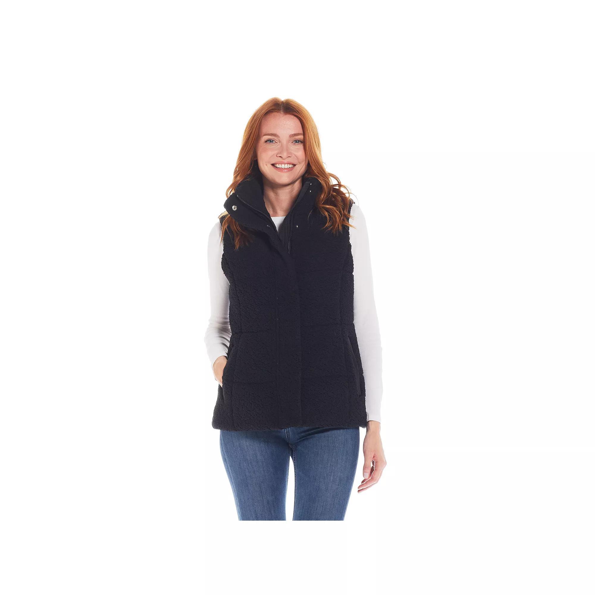 Women's Weathercast Sherpa Puffer Vest, Size: Medium, Black Product Image