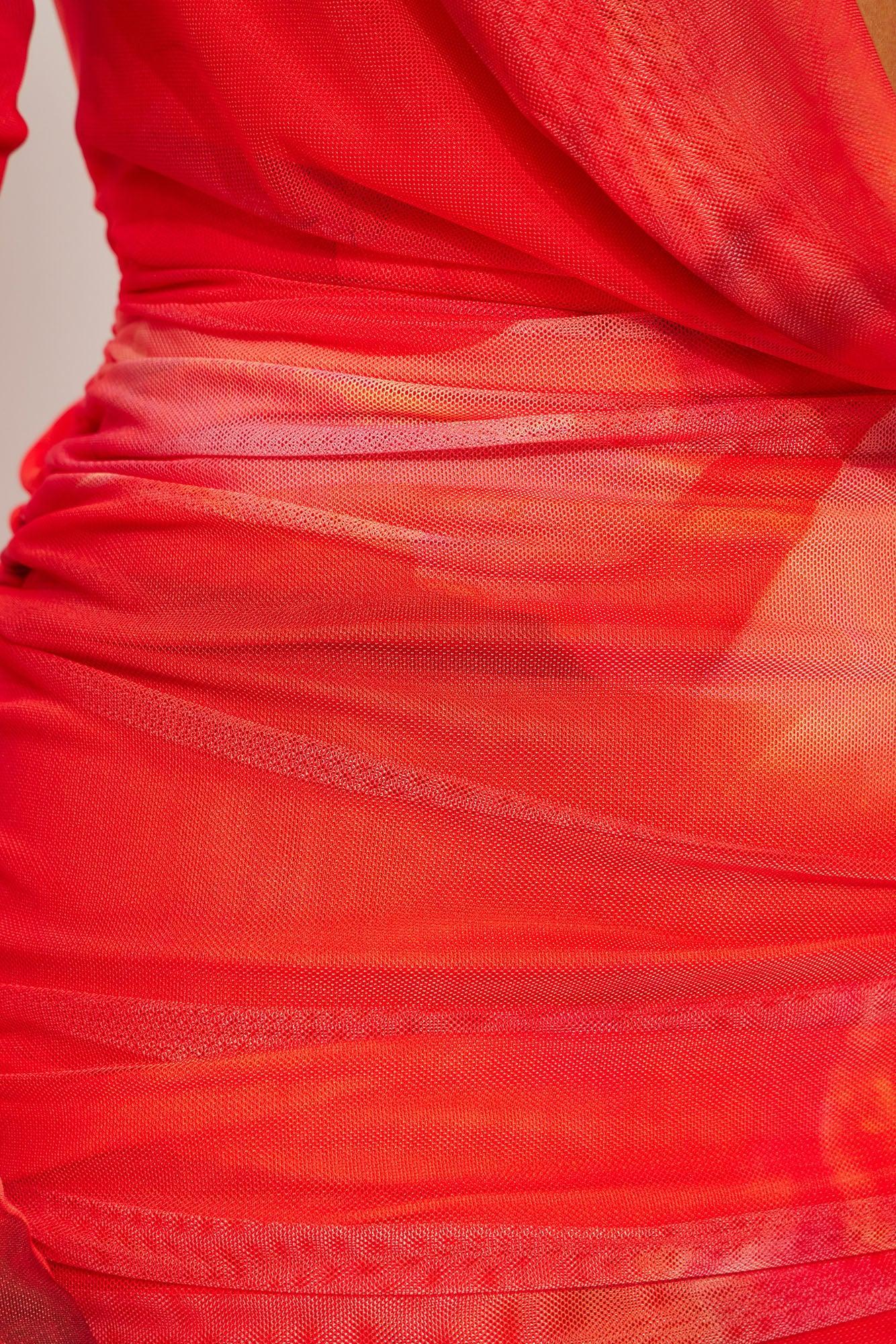 Melinda Mesh Micro Mini Dress - Orange/combo Product Image