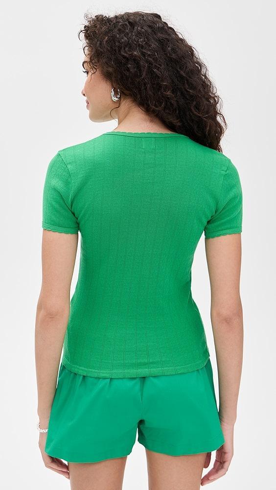 Leset Pointelle Short Sleeve Tee | Shopbop Product Image