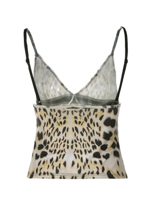 Leopard Print V Neck Cami Top Product Image