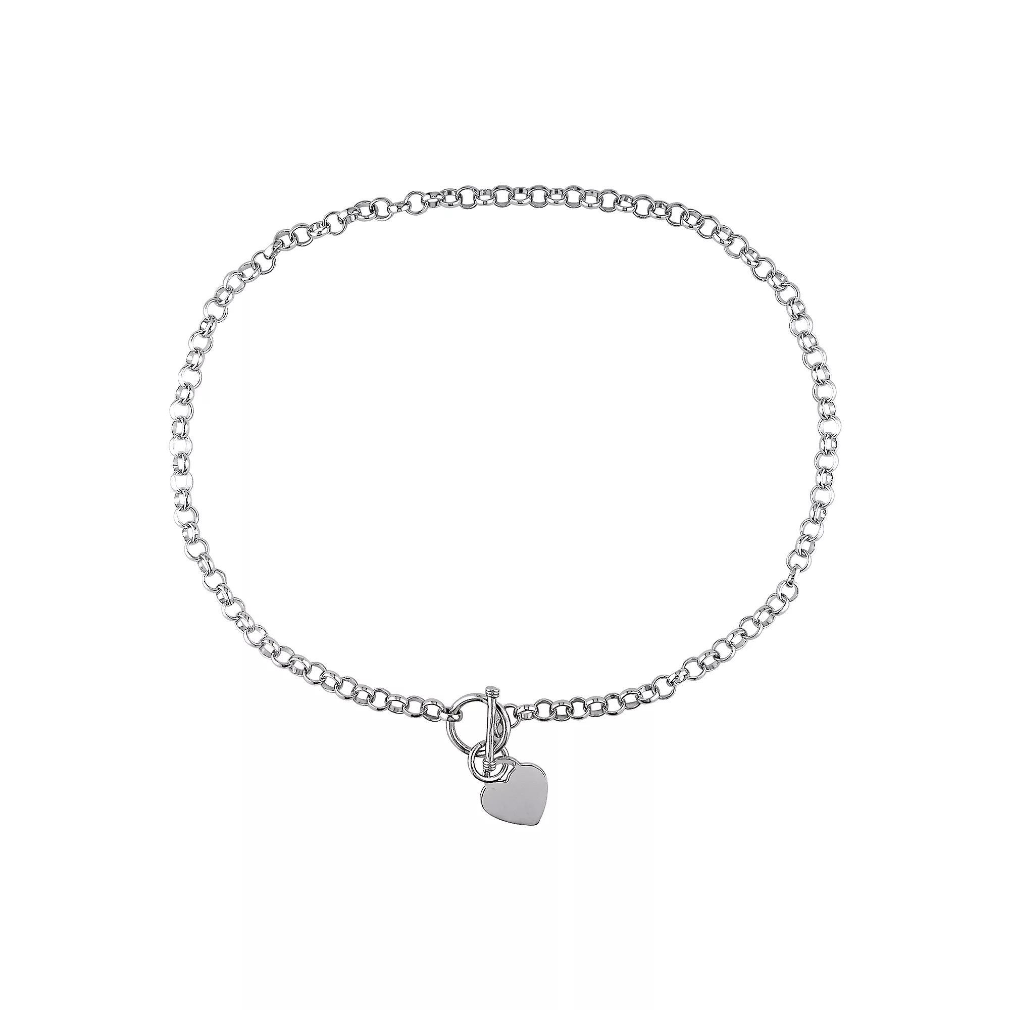 Stella Grace Sterling Silver Heart Charm Toggle Necklace, Women's, Size: 18" Product Image