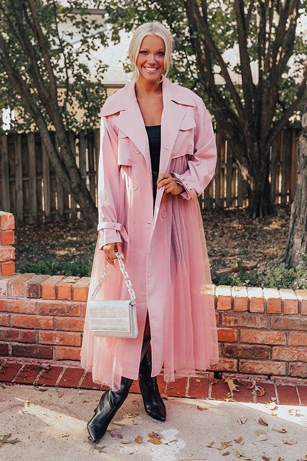 Catwalk Crush Mesh Trench Coat in Blush Product Image