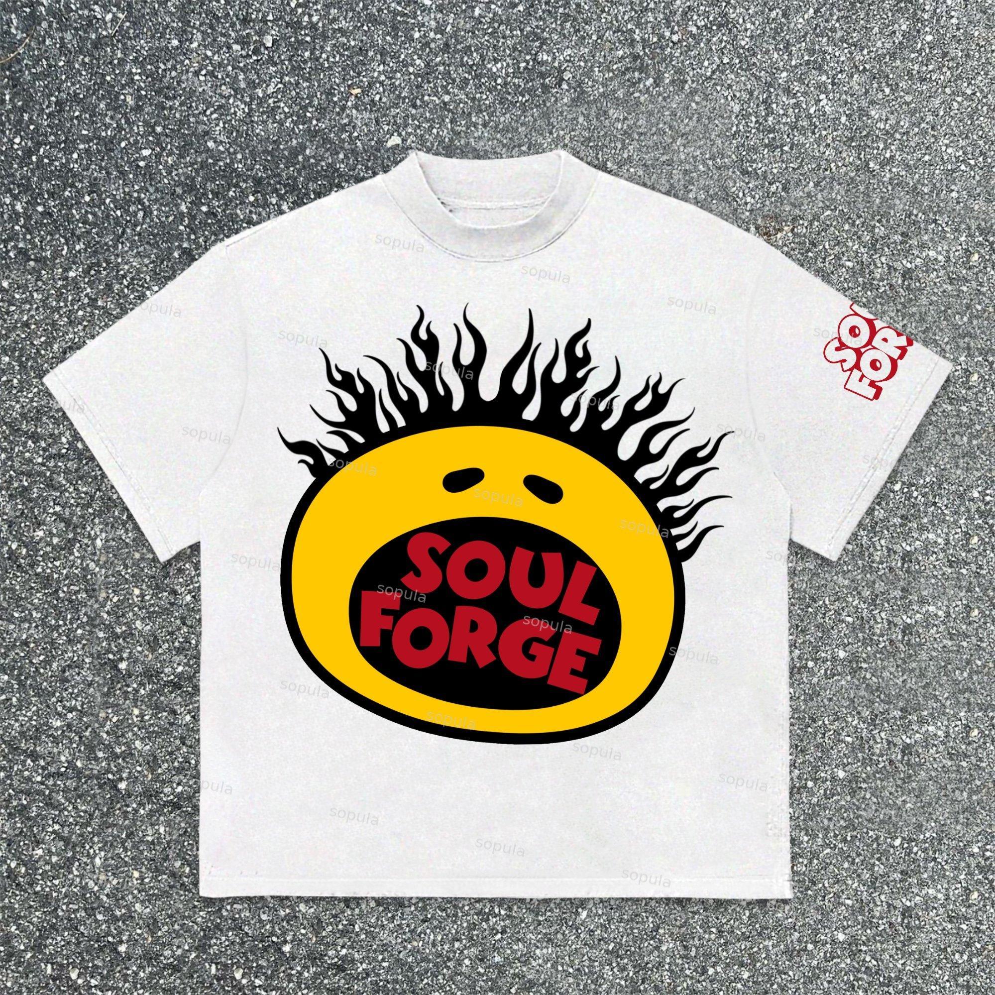 Sopula Cartoon Avatar Soulforge Printed Graphics Cotton T-Shirt Product Image