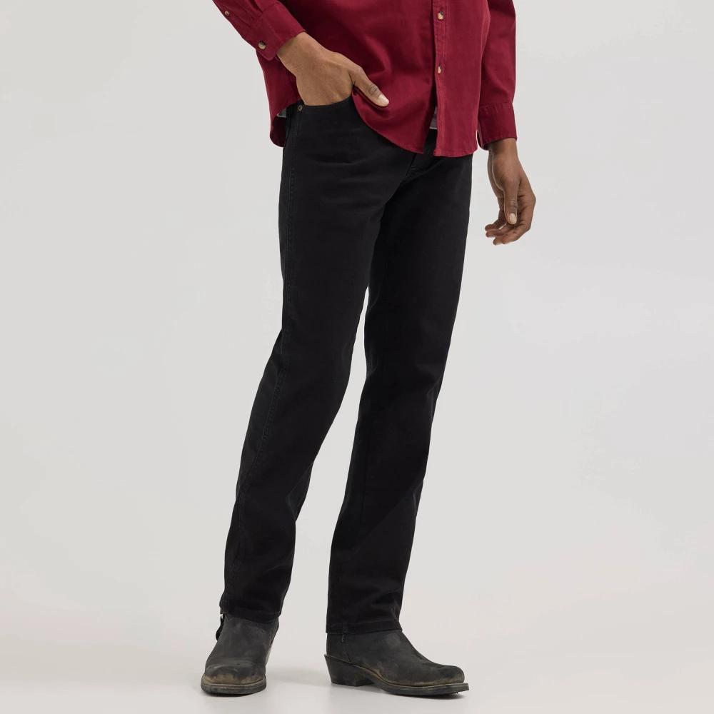 Wrangler Men's Straight Jeans - Black Wash 36x29: Midweight Denim, Stretch, Fly Button Closure Product Image