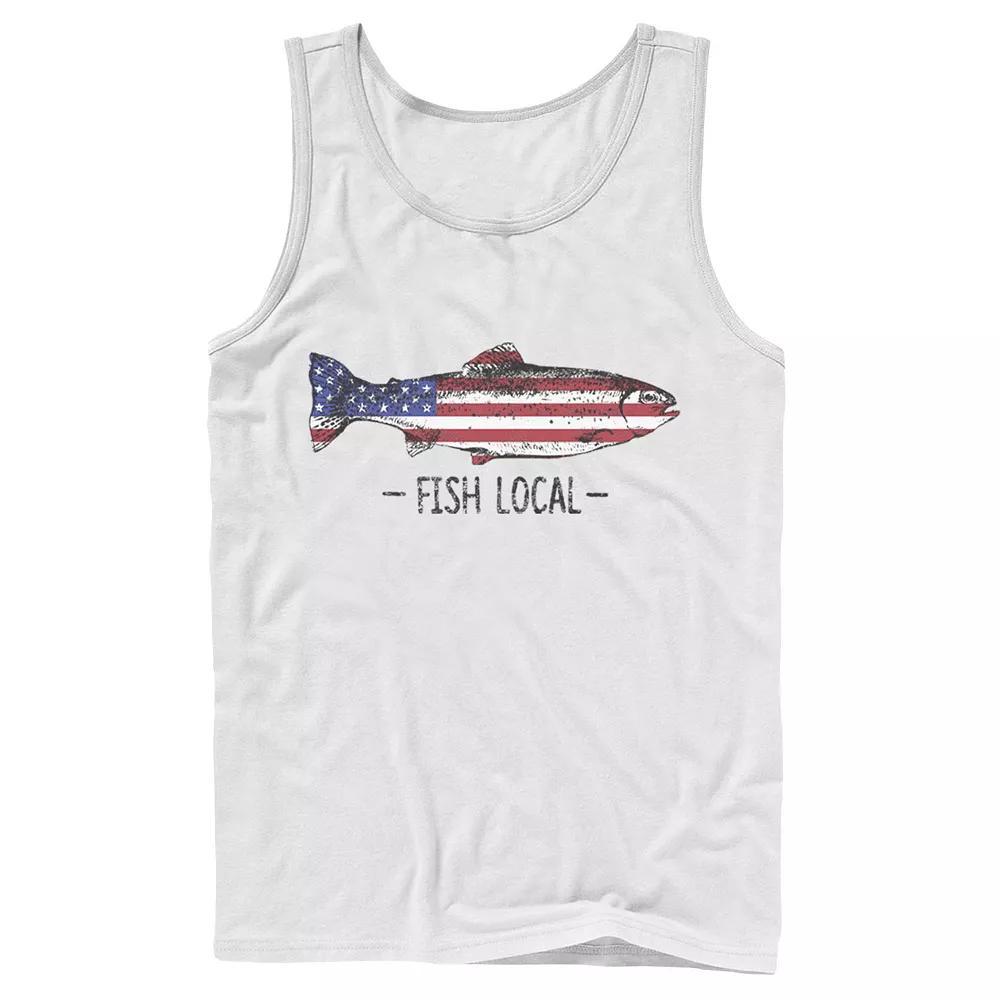 Men's Fish Local Americana Tank Top, Size: Large, White Product Image