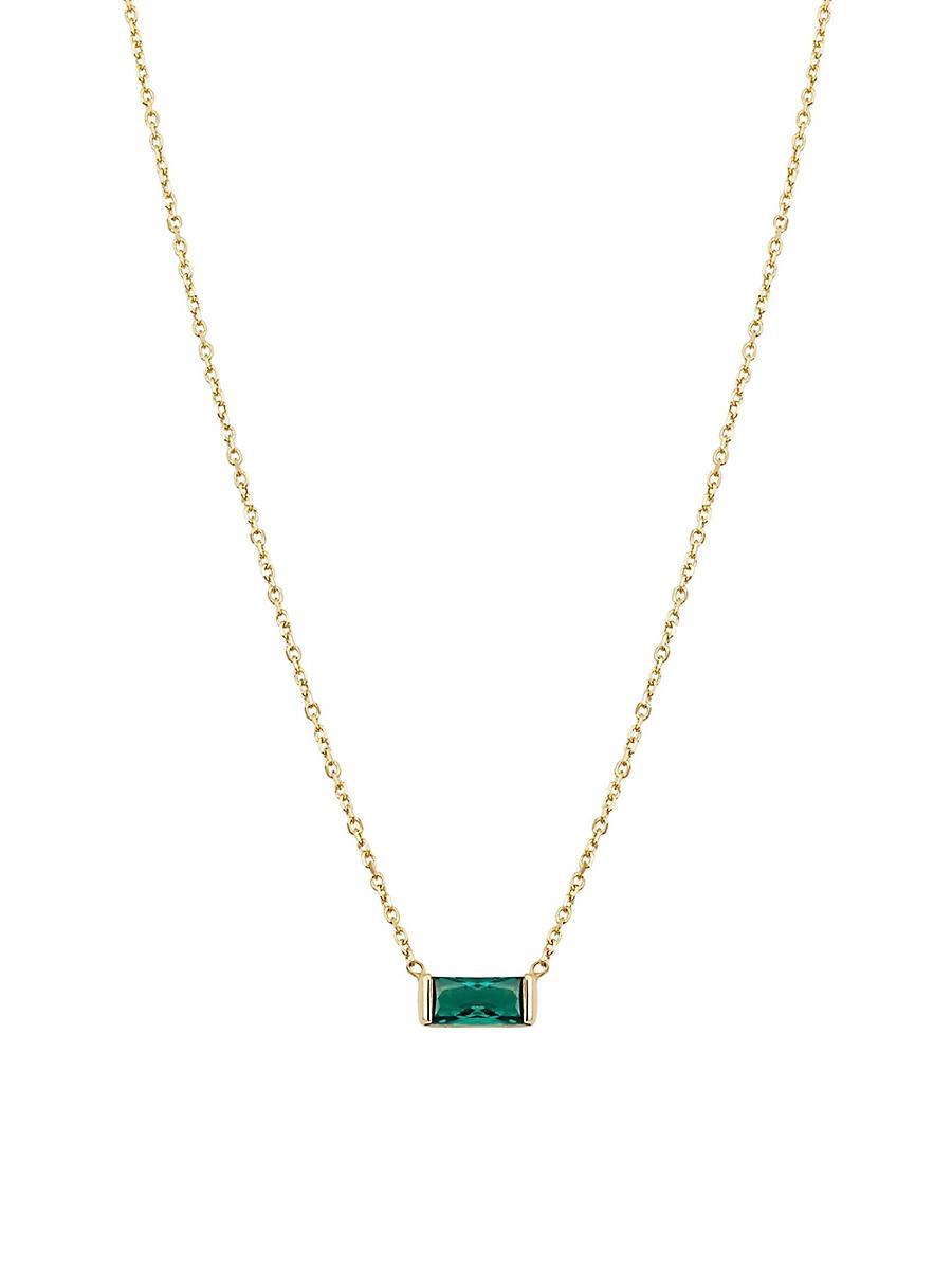 Womens 14K Yellow Solid Gold, Fresco Baguette Pendant Necklace Product Image