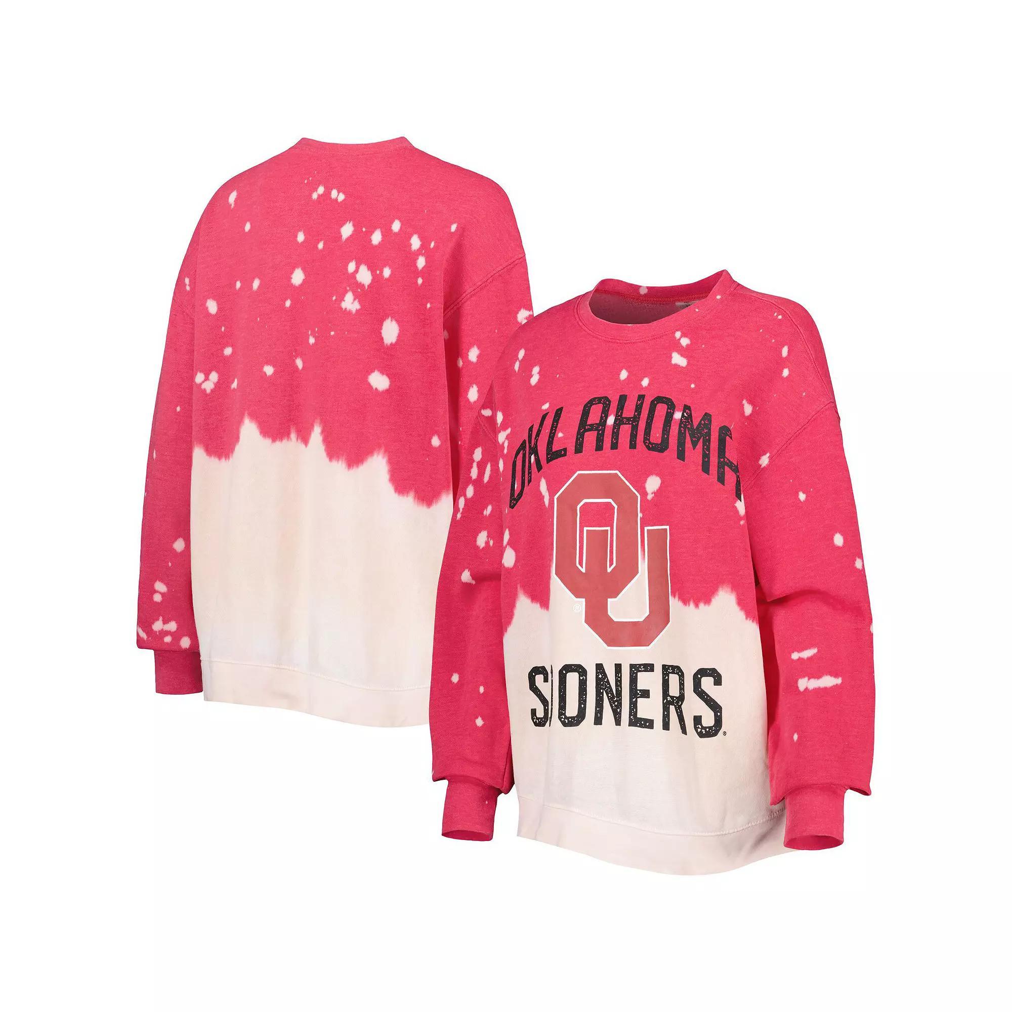 Women's Gameday Couture Crimson Oklahoma Sooners Twice As Nice Faded Dip-Dye Pullover Long Sleeve Top, Size: Large, Red Product Image
