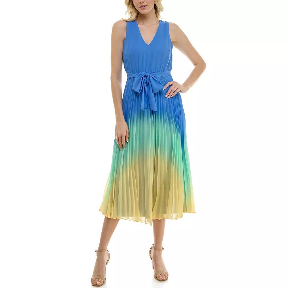Women's Taylor V-Neck A-Line Belted Midi Dress, Size: 8, Seafoam Product Image