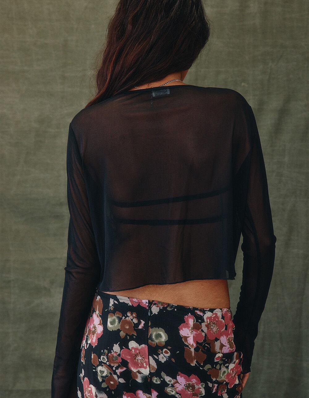 WEST OF MELROSE Mesh Flyaway Womens Top - BLACK Product Image
