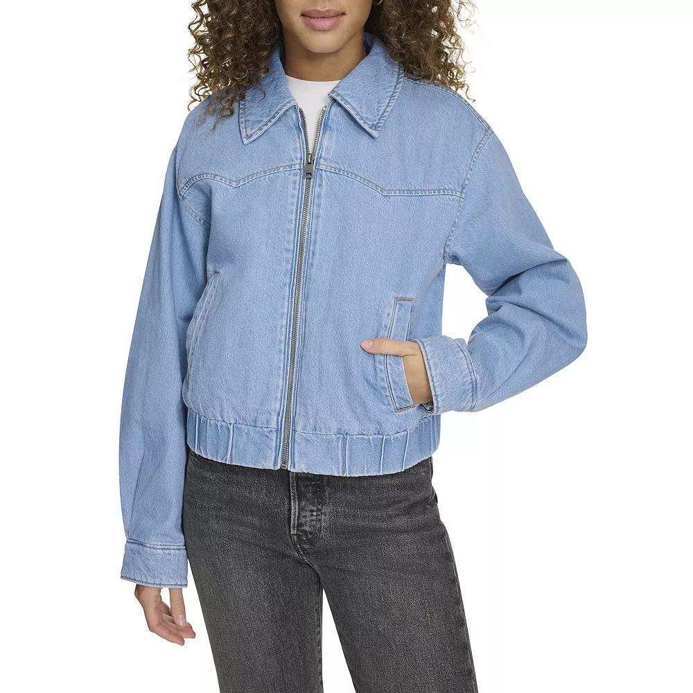 Womens Levis Denim Western Bomber Jacket Light Wash Blue Product Image