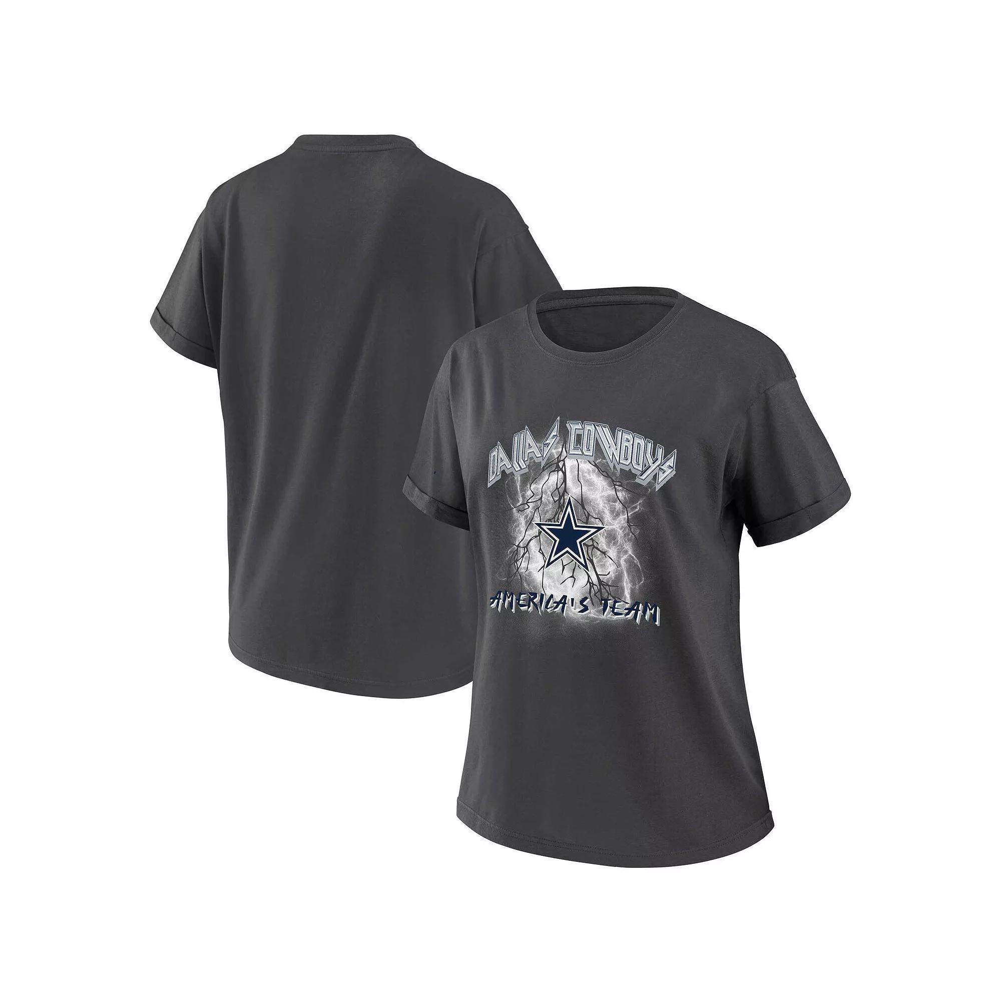 Women's WEAR by Erin Andrews Charcoal Dallas Cowboys Boyfriend T-Shirt, Size: Small Product Image