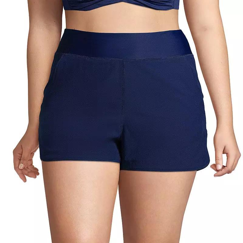 Plus Size Lands' End 3" Quick Dry Swim Board Shorts With Panty, Women's, Size: 16 W, Deep  Blue Product Image