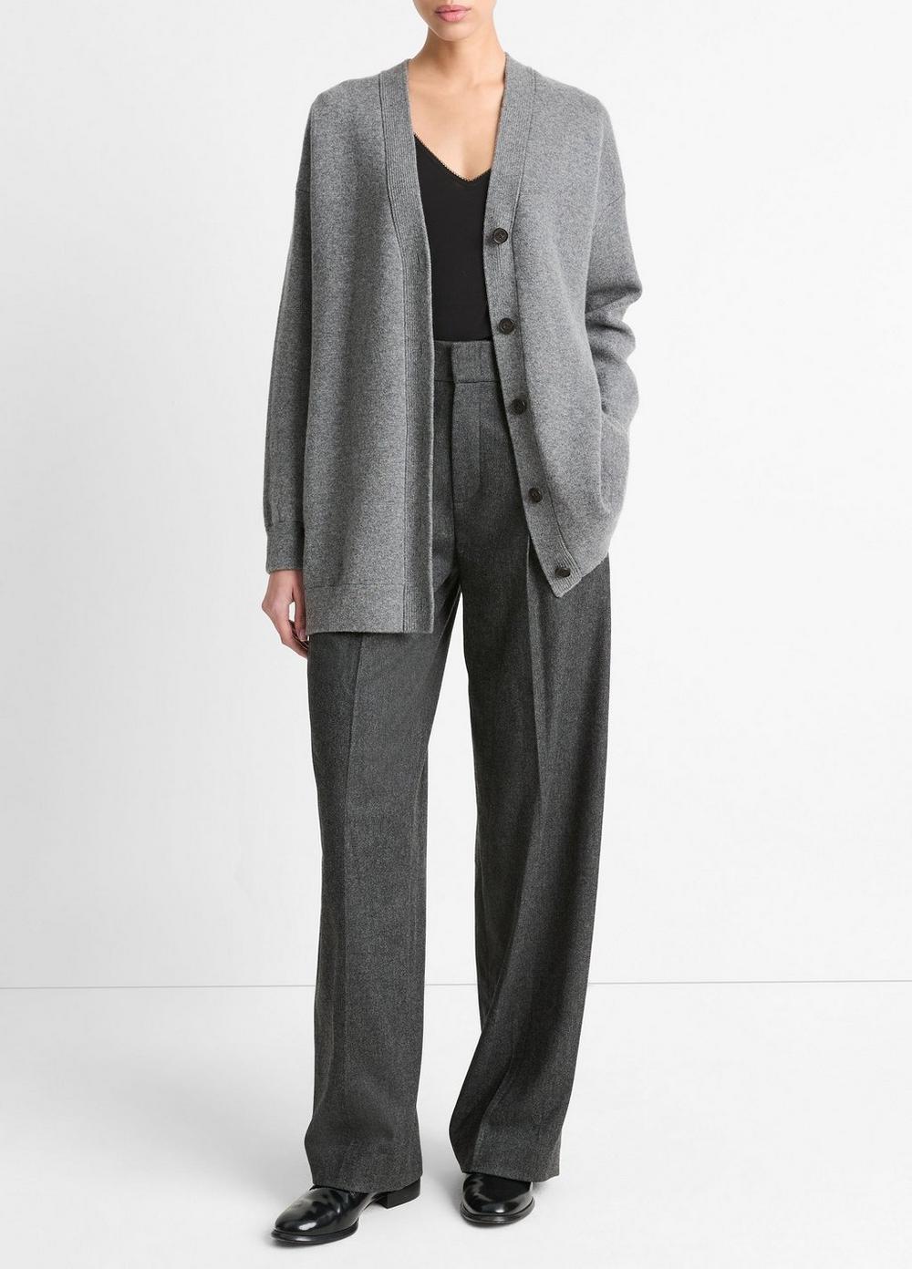 Womens Double-Knit Wool-Blend Oversized Cardigan, Black, Size S Vince Product Image