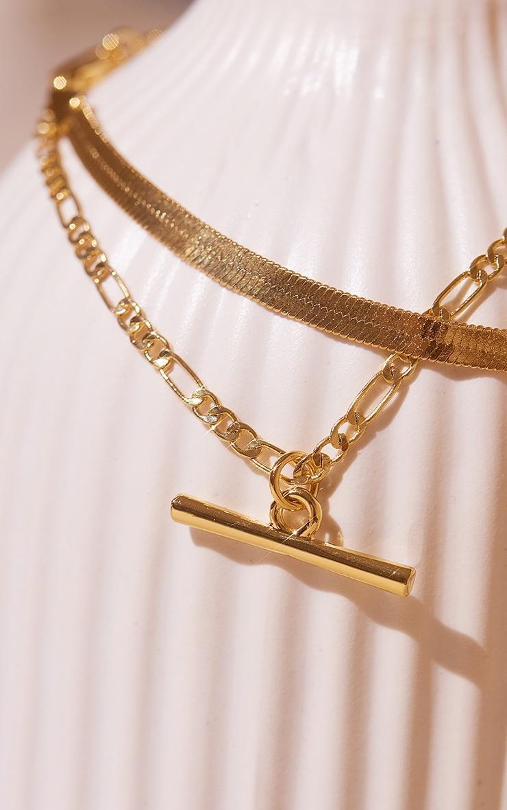 Real Gold Plated Snake & T Bar Multi Bracelet Product Image
