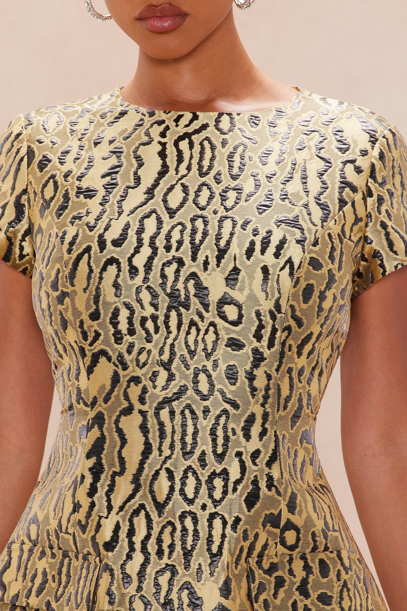 Lani Leopard Jacquard Mini Dress - Yellow/combo Product Image