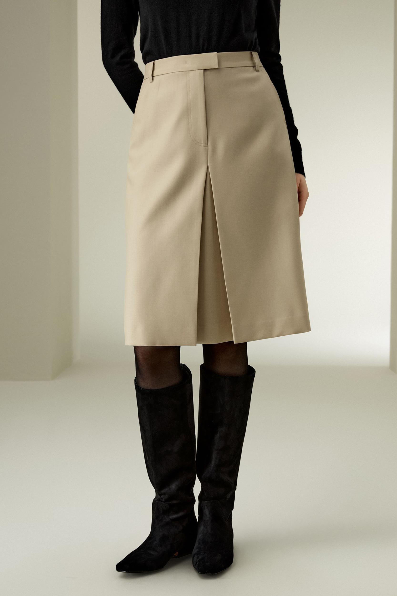 A-Line Wool Silk Blend Skirt Product Image