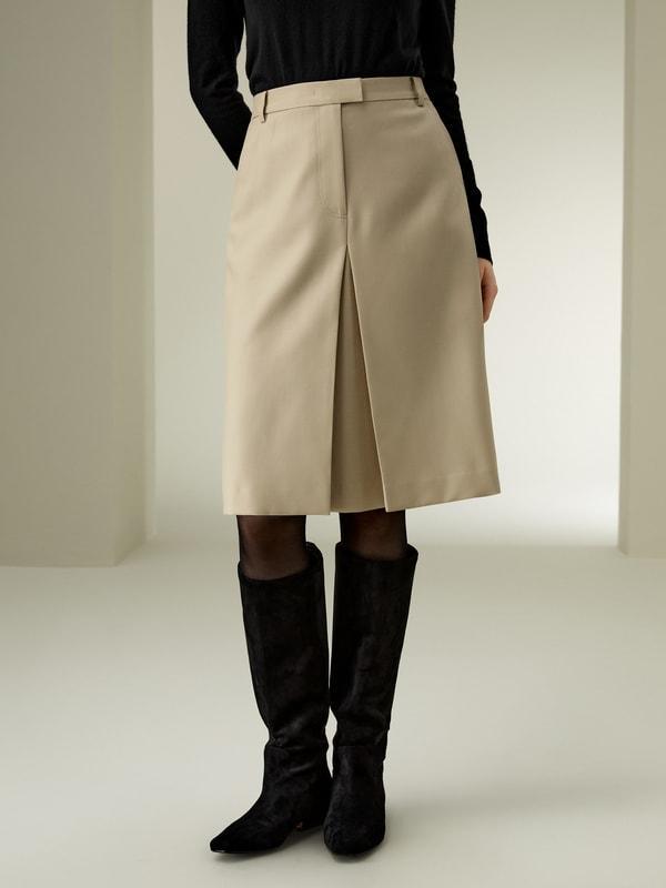 A-Line Wool Silk Blend Skirt Product Image