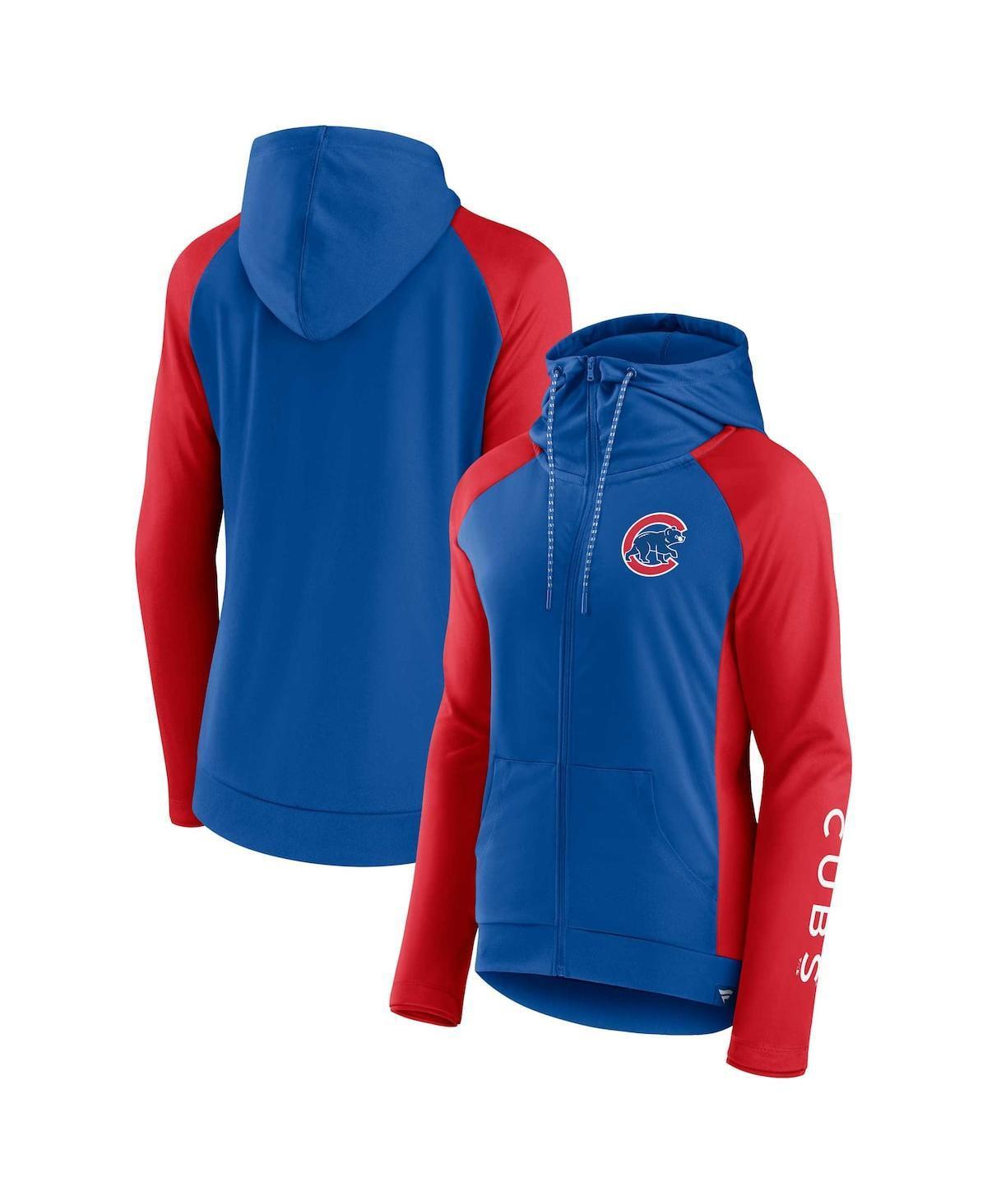 Women's Fanatics Branded Royal/Red Chicago Cubs Iconic Raglan Full-Zip Hoodie, Size: Small, Blue Product Image