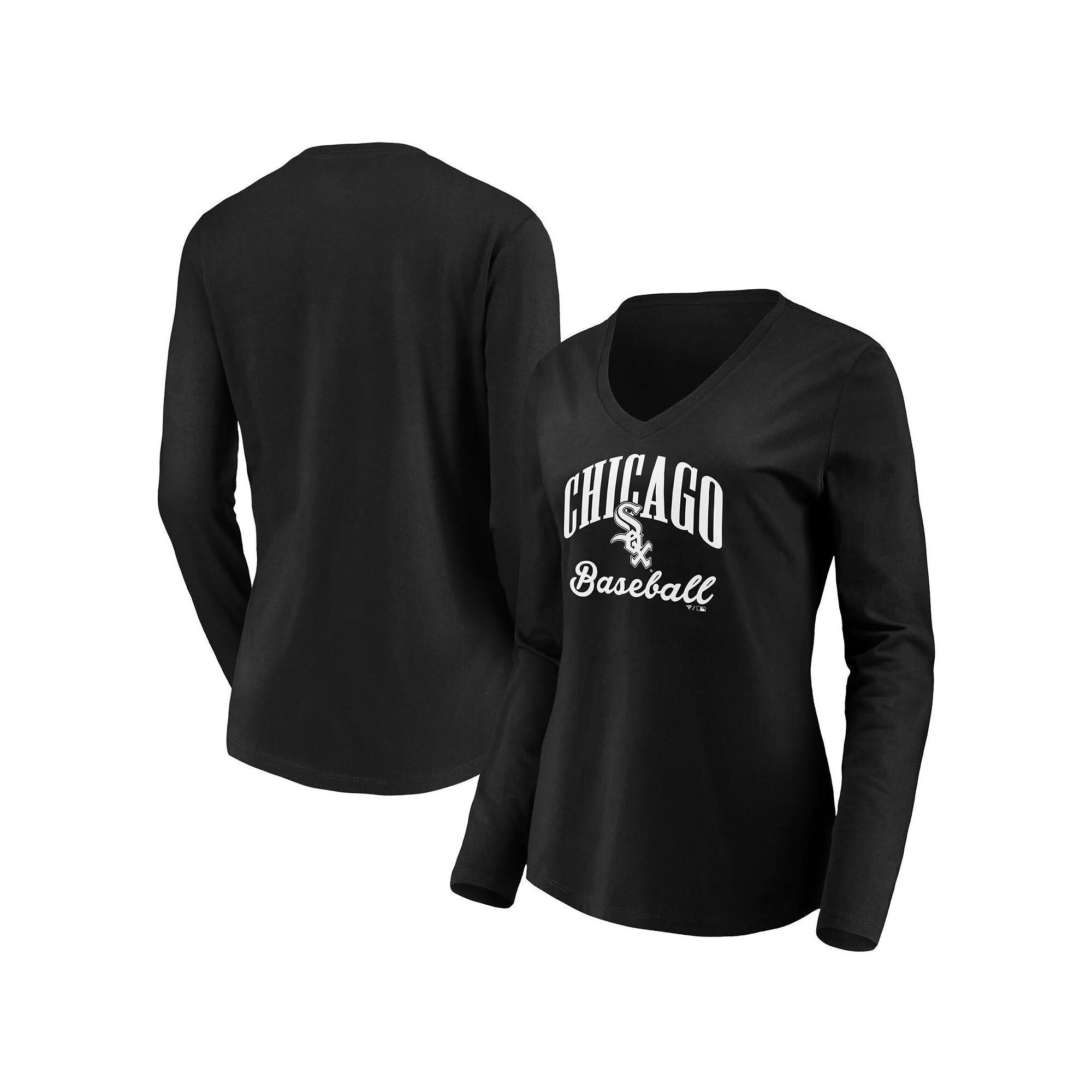 Womens Fanatics Branded Chicago White Sox Official Logo Long Sleeve V-Neck T-Shirt Product Image