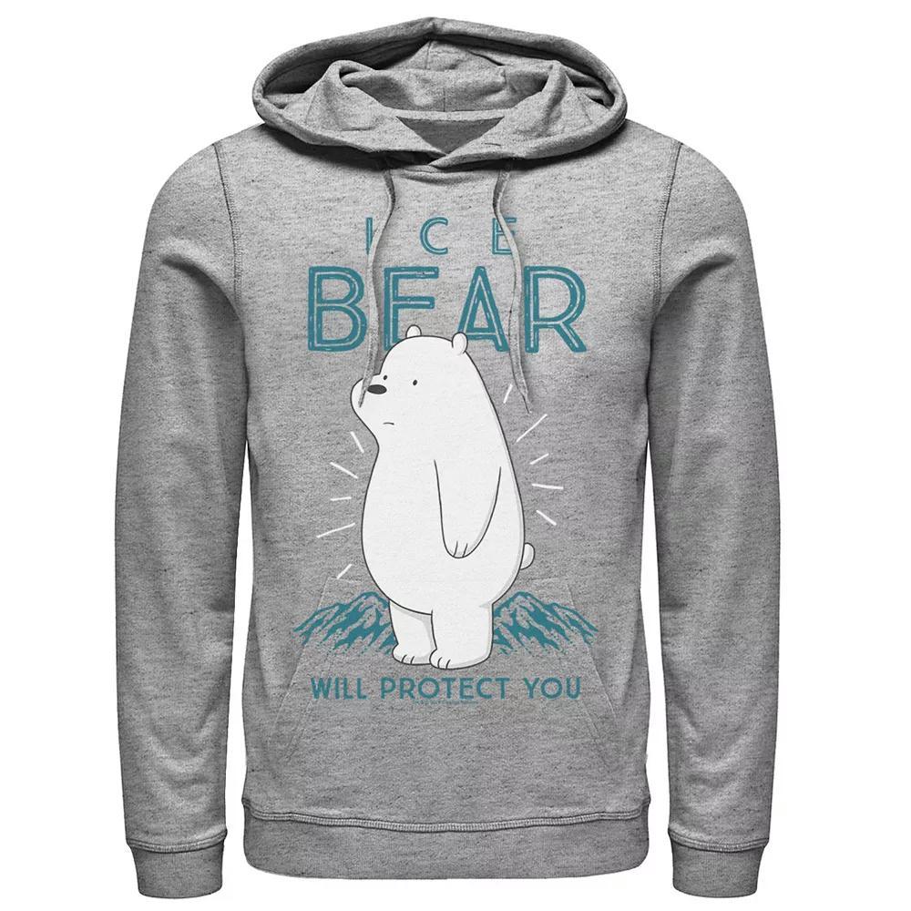 Men's CN We Bare Bears Ice Bear Will Protect You Hoodie, Size: Medium, Athletic Grey Product Image
