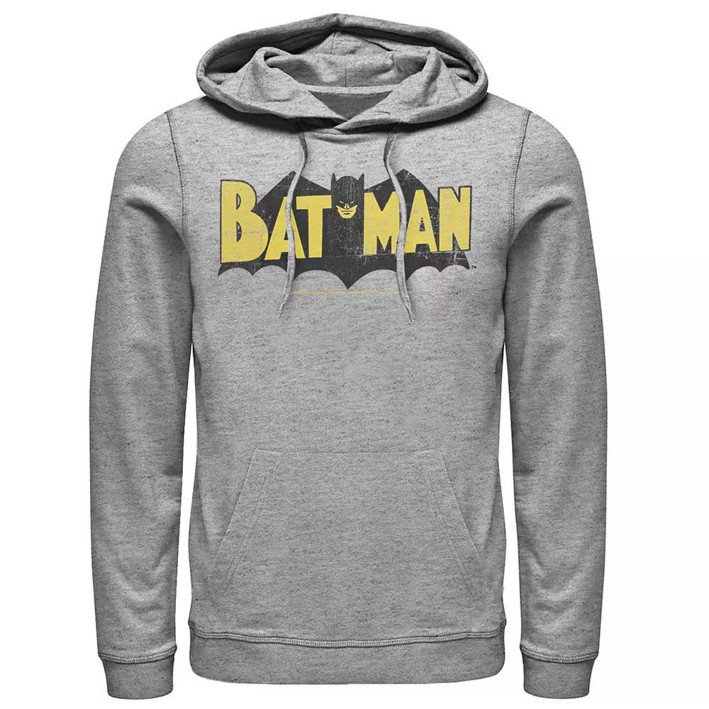 Men's DC Comics Batman Large Block Text Logo Hoodie, Athletic Grey Product Image