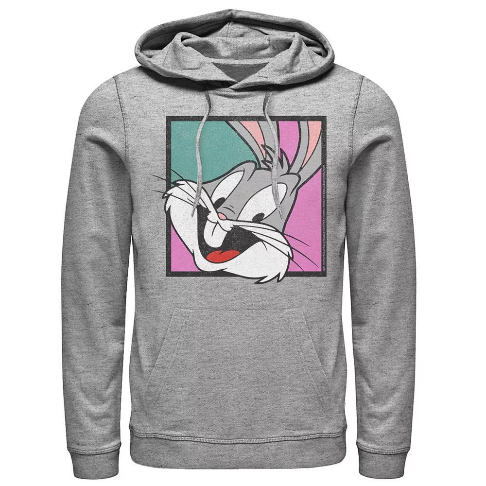 Men's Looney Tunes Character Bugs Smiling Framed Colorful Hoodie, Size: Medium, Athletic Grey Product Image