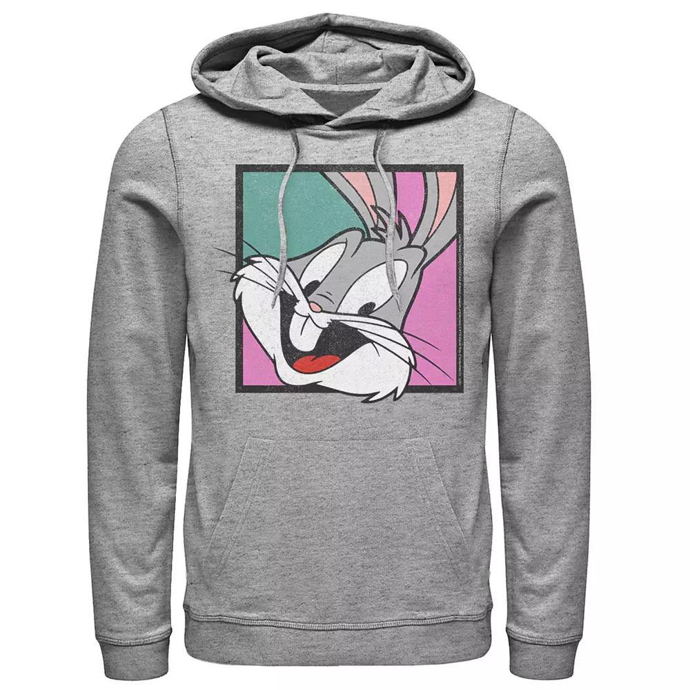Men's Looney Tunes Character Bugs Smiling Framed Colorful Hoodie, Size: Medium, Athletic Grey Product Image