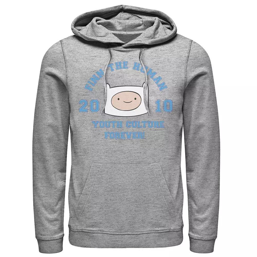 Men's Adventure Time Finn The Human Youth Culture Forever Pullover Hoodie, Size: 3XL, Athletic Grey Product Image