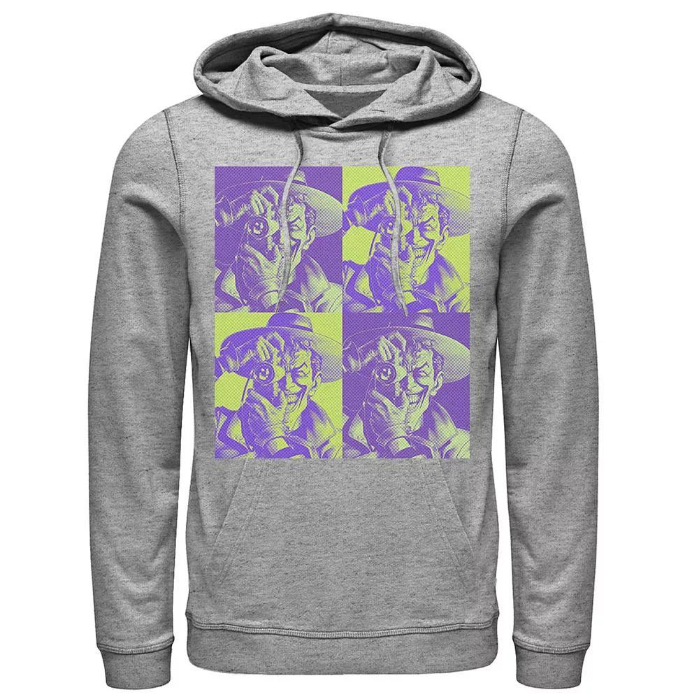Men's DC Batman The Joker Halftone Popart Hoodie, Size: Medium, Athletic Grey Product Image