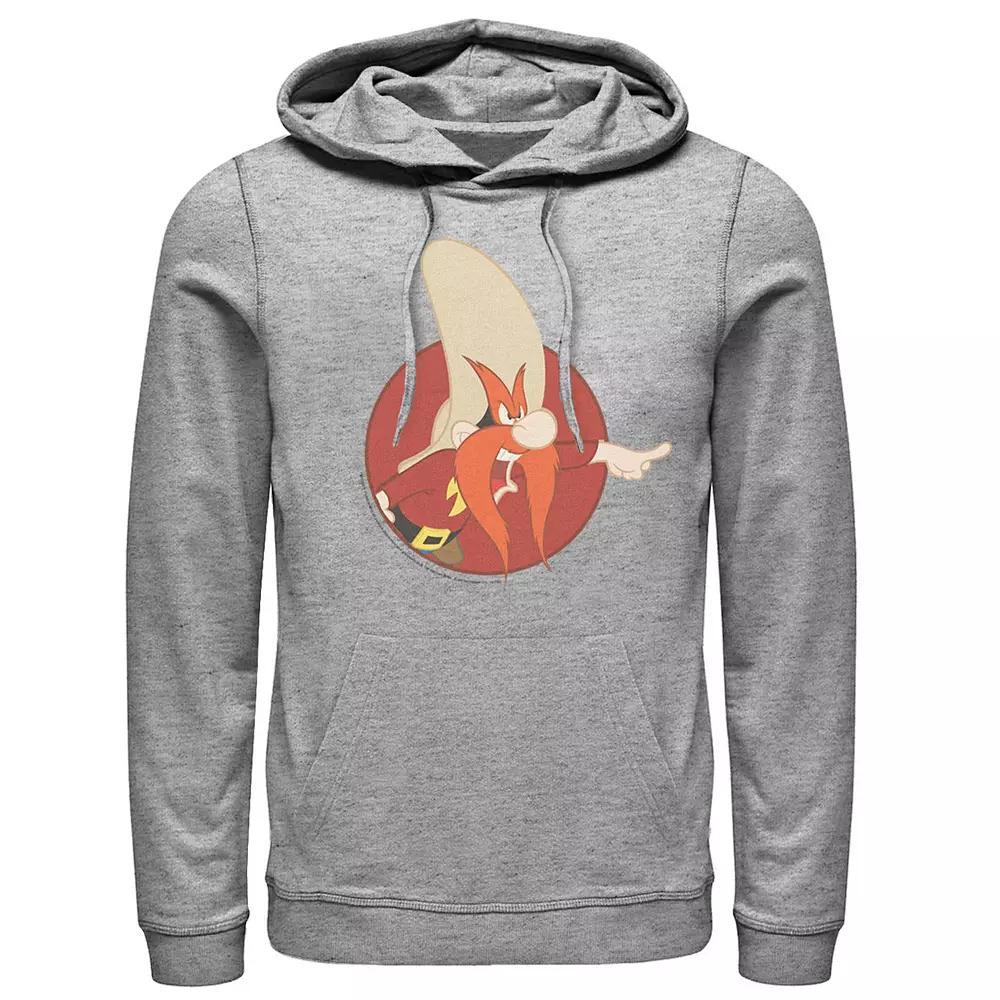 Men's Looney Tunes Yosemite Sam Red Circle Portrait Hoodie, Size: XXL, Athletic Grey Product Image