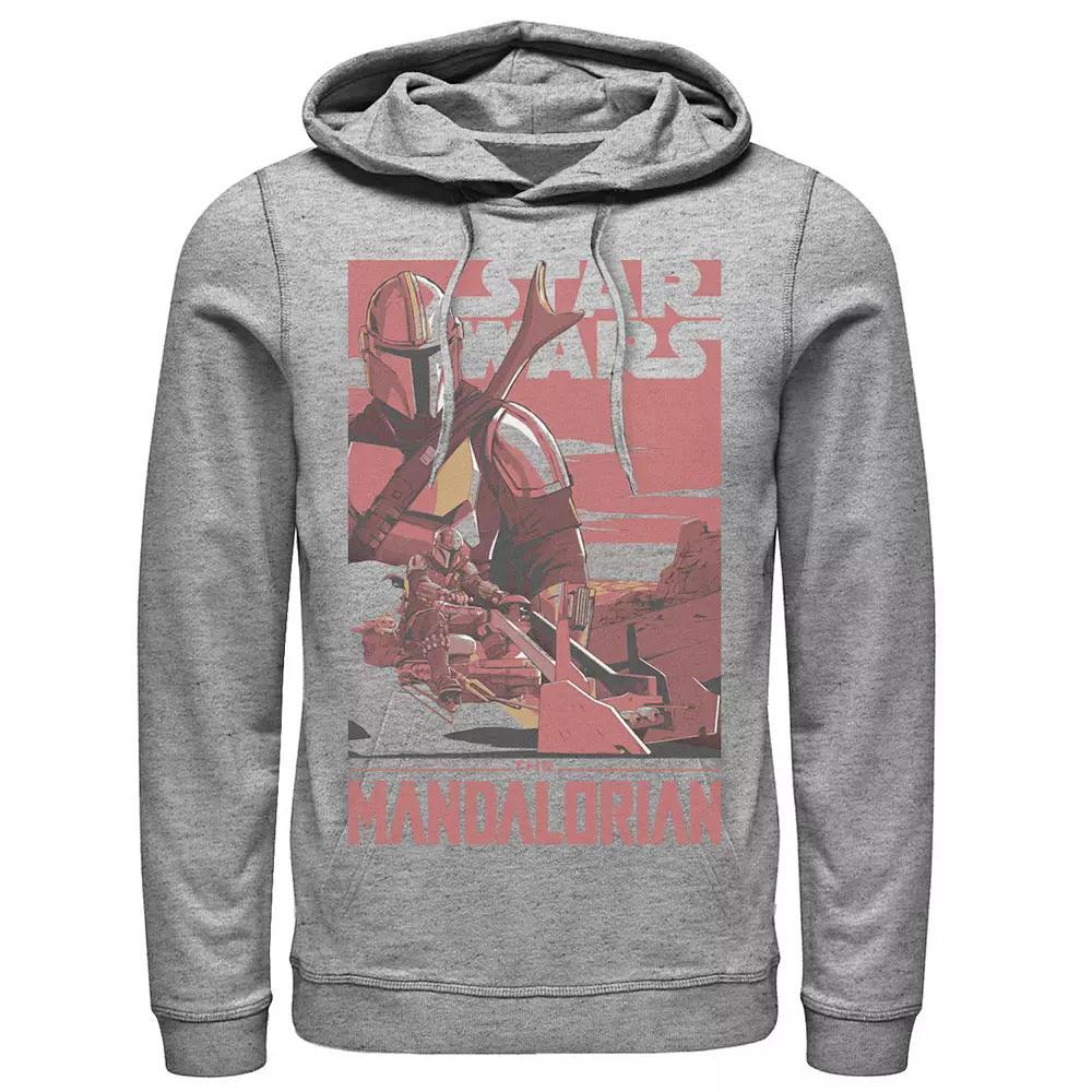 Men's Star Wars The Mandalorian Red Hue Poster Hoodie, Size: Small, Athletic Grey Product Image