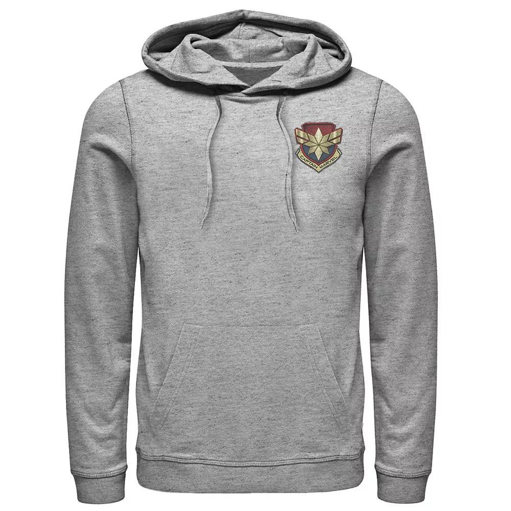 Mens Marvel Captain Marvel Movie Stitched Badge Hoodie Athletic Grey Product Image