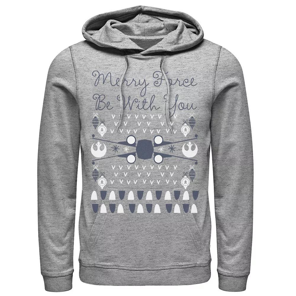 Men's Star Wars X-Wing Ugly Christmas Hoodie, Size: XXL, Athletic Grey Product Image