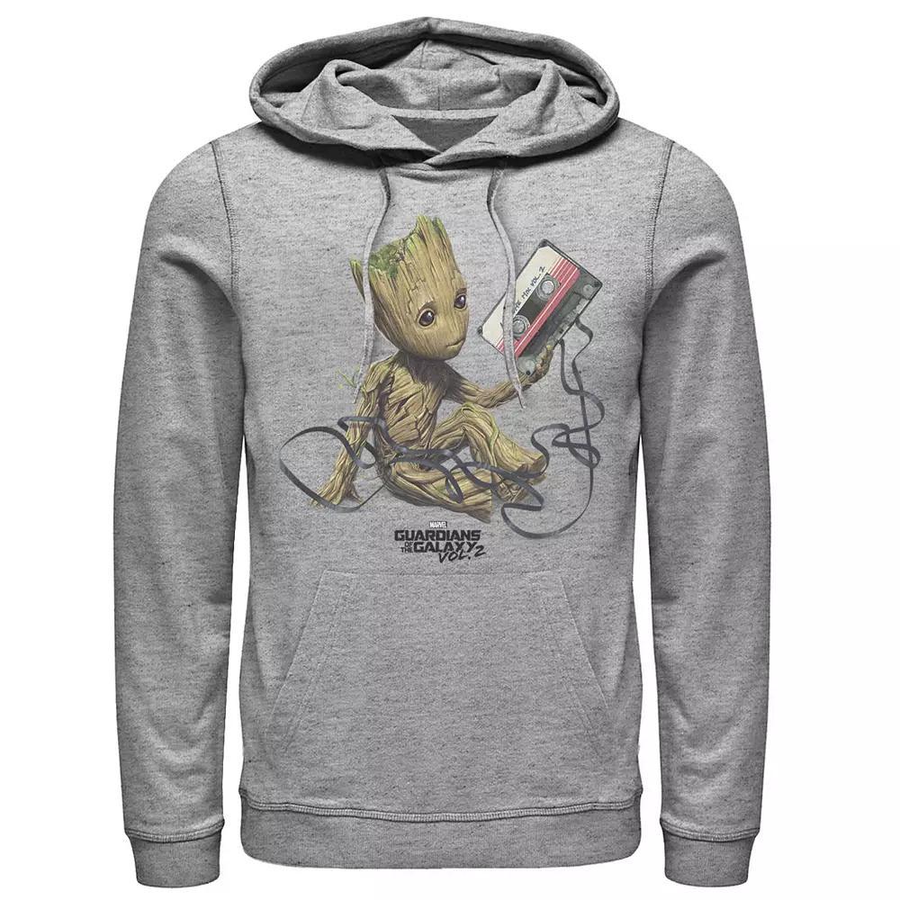 Men's Marvel Guardians Of The Galaxy Vol. 2 Groot Tape Portrait Graphic Pullover Hoodie, Size: Large, Athletic Grey Product Image