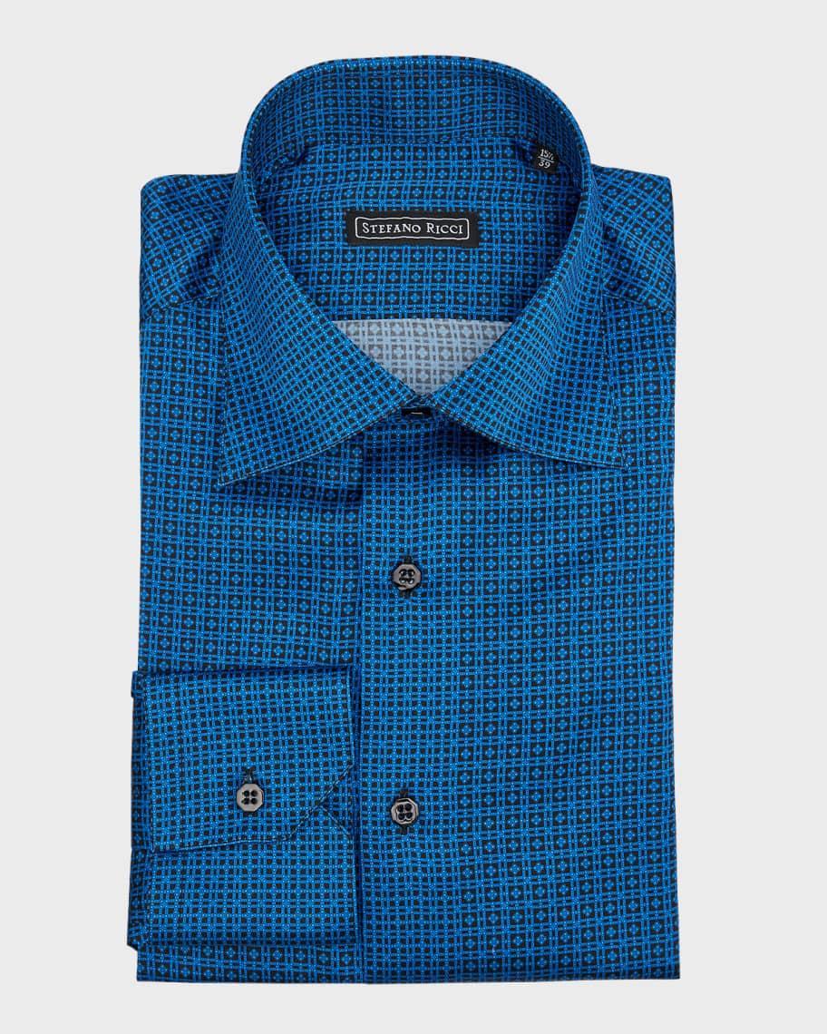 Mens Micro-Patterned Silk Dress Shirt Product Image