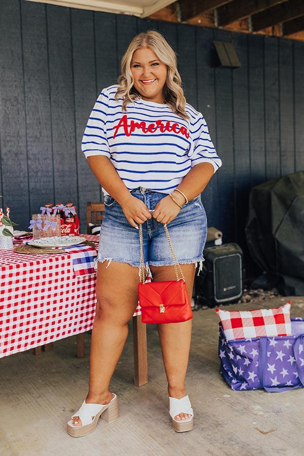 America Embroidered Knit Top Curves Product Image