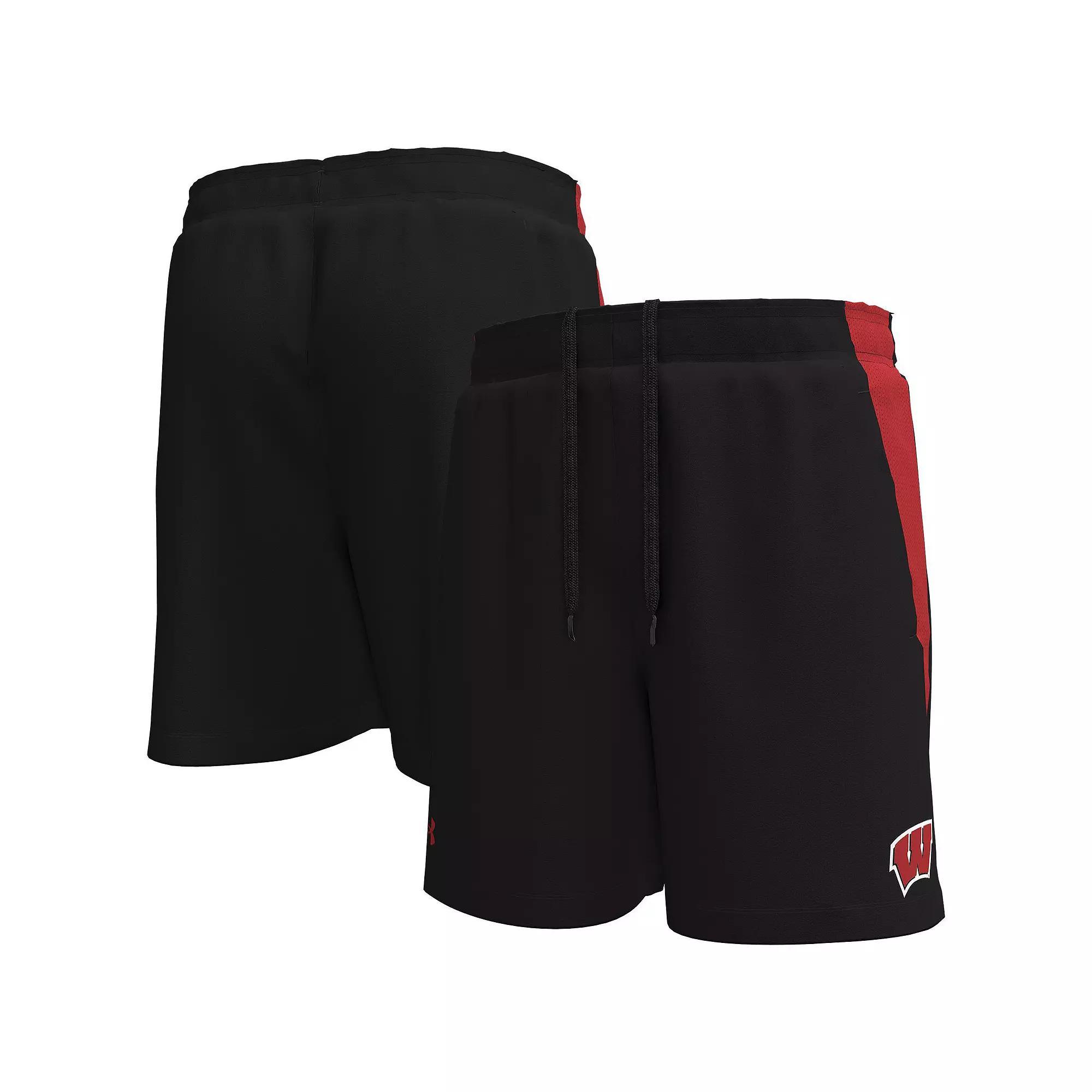 Men's Under Armour Black Wisconsin Badgers  Tech Vent Performance Short, Size: 3XL Product Image